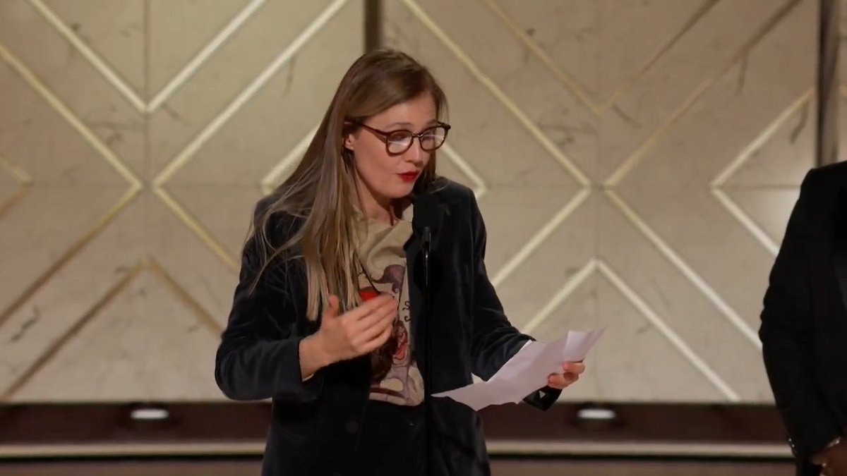 🙌 Justine Triet accepts Best Screenplay - Motion Picture for Anatomy of a Fall! 🙌 #GoldenGlobes