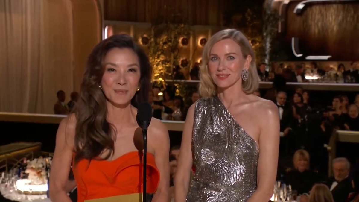 The ultimate duo 👯♀️ Naomi Watts and Michelle Yeoh are here to present Best Female Actor – Motion Picture – Musical/Comedy! #GoldenGlobes