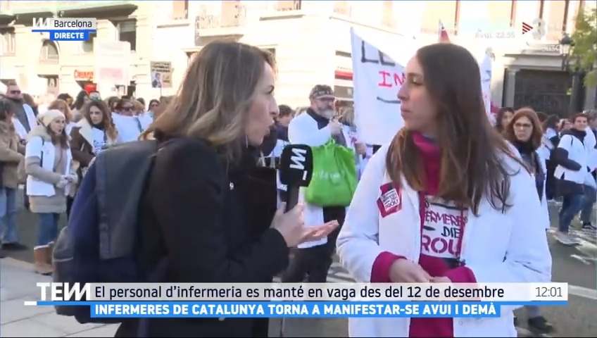 El personal d'infermeria es manté en vaga des del 12 de desembre per la millora de les condicions laborals #TotEsMou3Cat