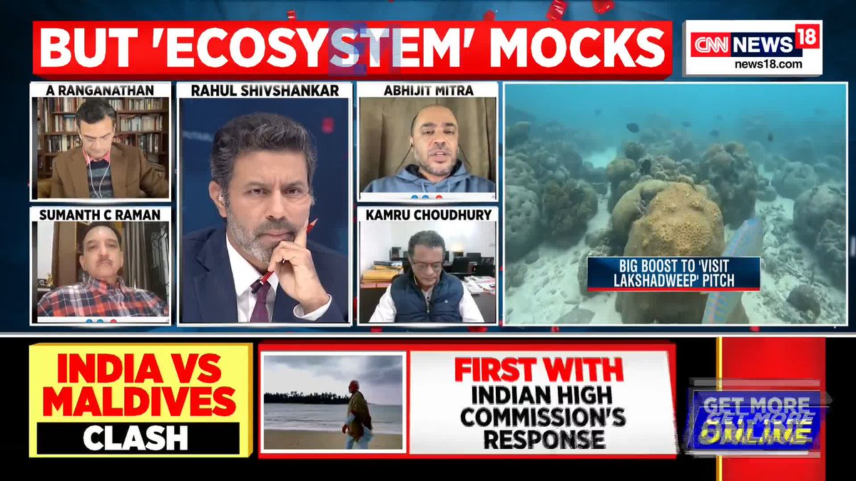 The problem with countries like Maldives is known as the 'Mexico syndrome in America'. When you have big a neighbour... This is our cross: Abhijit Iyer-Mitra Analyst Sumanth Raman, author Anand Ranganathan, and Rahul Shivshankar debate #TheHardFacts #Muizzu #PMModiInLakshadweep #India