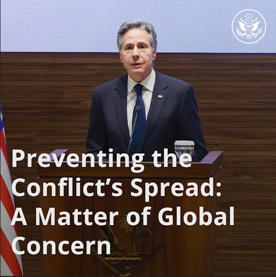 .Secretary Antony Blinken: We share a commitment to ensure that the conflict in the Middle East does not expand. This is not just a regional issue: It’s a matter of global concern.
