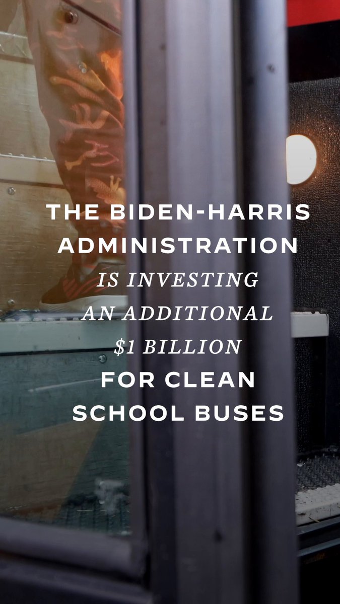 Today, the Biden-Harris Administration is announcing nearly $1 billion to fund clean school buses across the nation. As we continue our urgent work to tackle the climate crisis, we are investing in our children, their health, and their education.