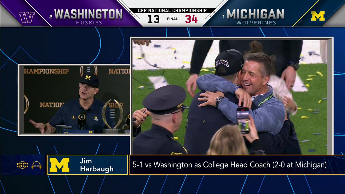 "I can now sit at the big person's table in the family." -Jim Harbaugh 😂 #NationalChampionship