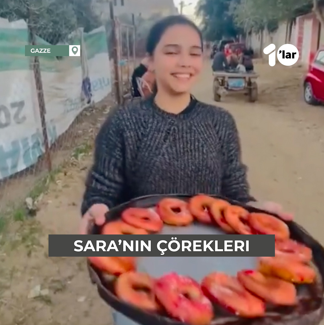 Gazzeli Sara, bu zor zamanlarda çevresini ayakta tutmak ve çocuklara destek olmak için yaptığı çöreklerle onları mutlu ediyor.