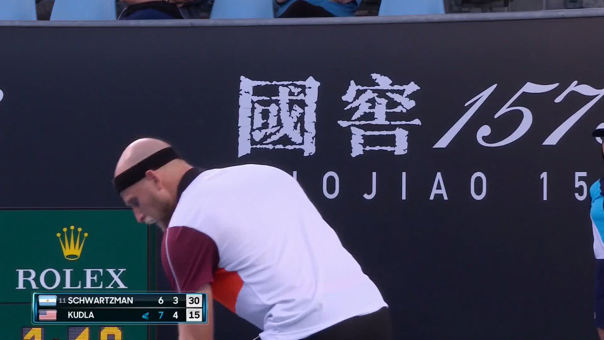 Does a ninth #AusOpen main draw beckon for 🇺🇸 deniskudla? He's one step closer tonight thanks to winners like this! The American defeated 🇦🇷 Diego Schwartzman 7-6(9) 6-4 to advance. #AO2024 • Wide World of Sports • ESPN • @eurosport • WOWOWテニス