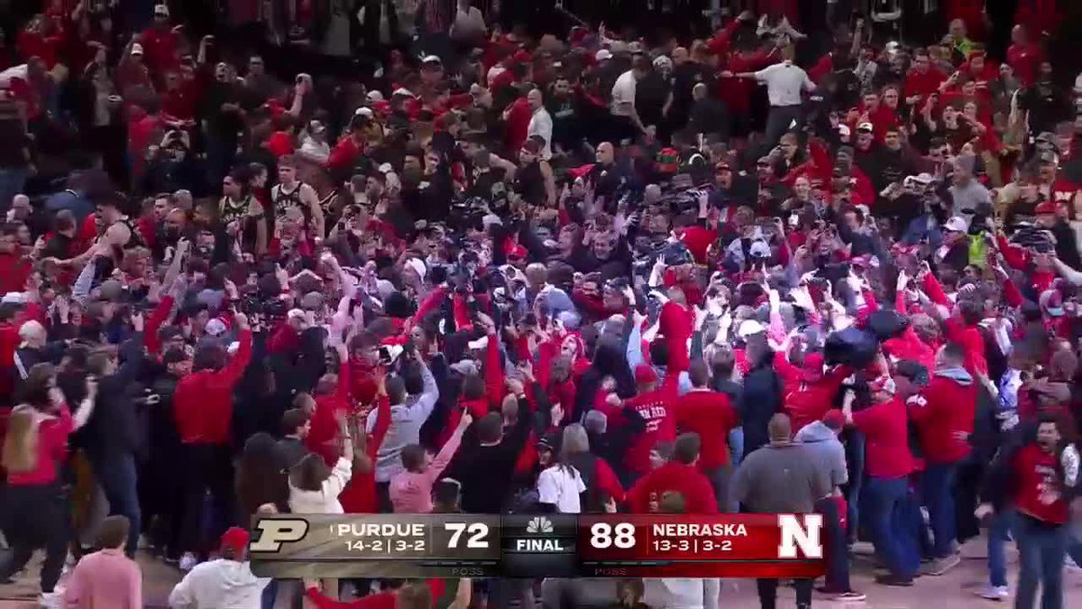 It’s a party in Lincoln, Nebraska. Nebraska knocks off #1 Purdue.