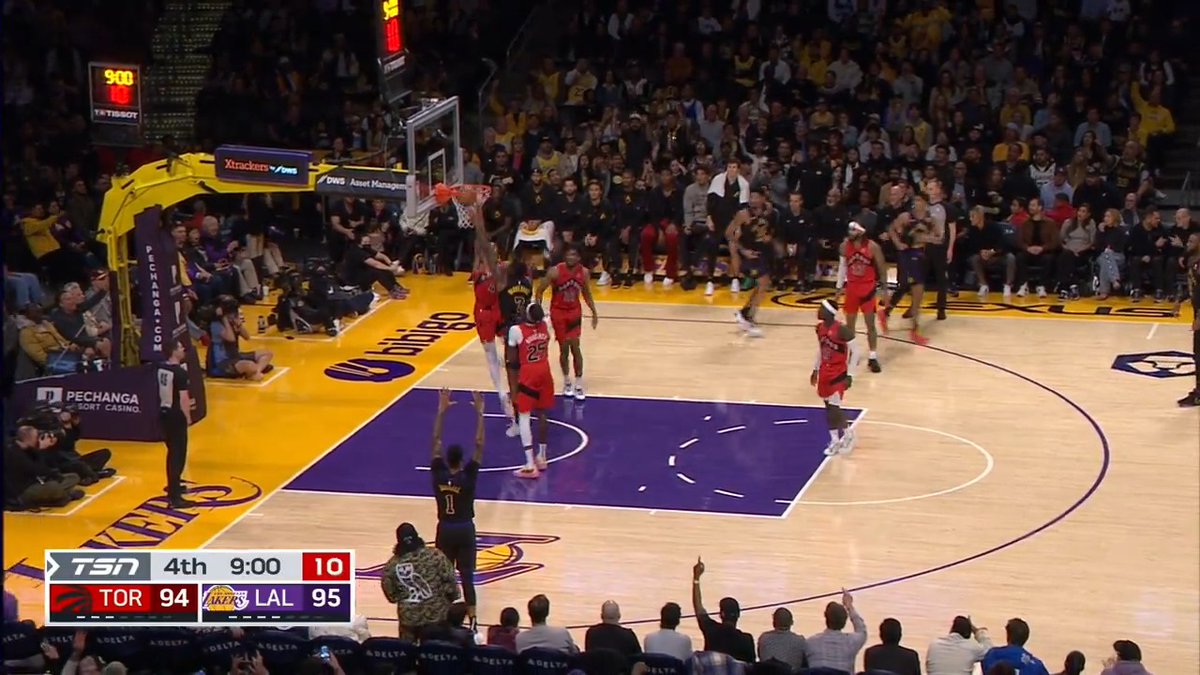 Scottie Barnes with 2 blocks back to back 🚫 Tight game in the fourth 👀 Raptors-Lakers | Live on the NBA App 📲: