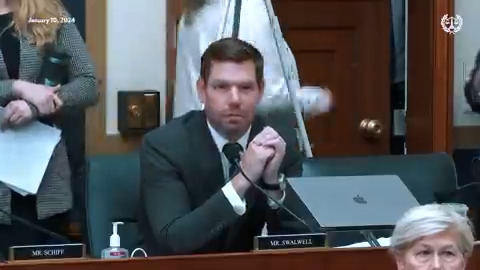 .Rep. Eric Swalwell: Mr. Chairman just down the hallway Hunter Biden is sitting in the Oversight Committee. He's ready to testify publicly. If you're so eager to take his testimony publicly, I move that we adjourn right now and take his public testimony and bring him in here right now.