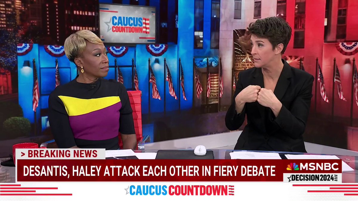 Rachel Maddow and Joy Reid remark on the immediate animosity displayed by DeSantis and Haley at tonight's debate: "It felt like this debate was taking place on a different planet."