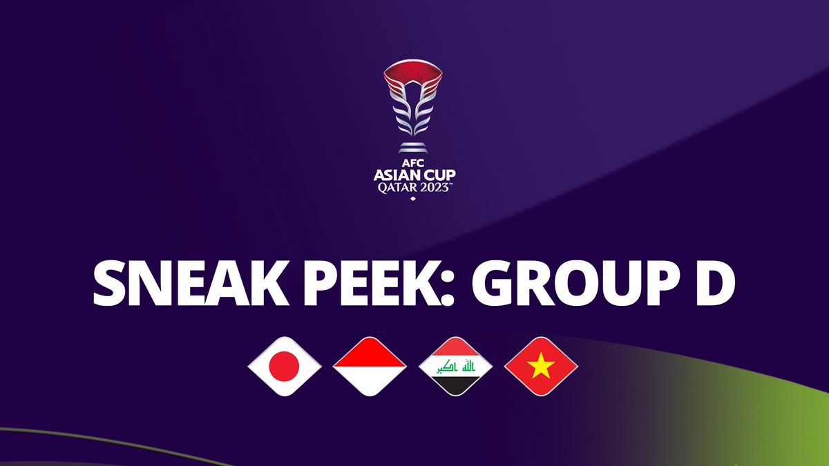 🇯🇵 Japan 🇮🇩 Indonesia 🇮🇶 Iraq 🇻🇳 Vietnam Two ASEAN sides Indonesia and Vietnam feature in Group D which also includes record winners Samurai Blue and 2007 champions Lions of Mesopotamia! #AsianCup2023 | #HayyaAsia