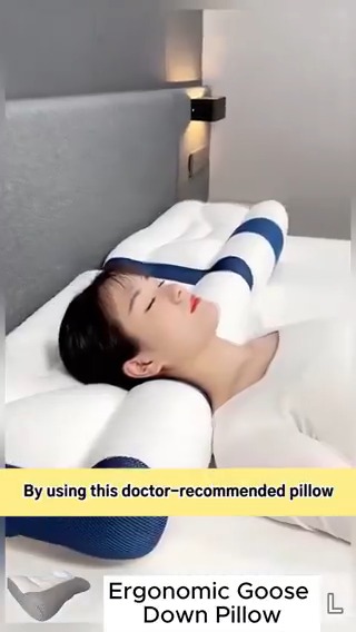 Sleep enhancing cervical support comfort goose down pillow. 👉