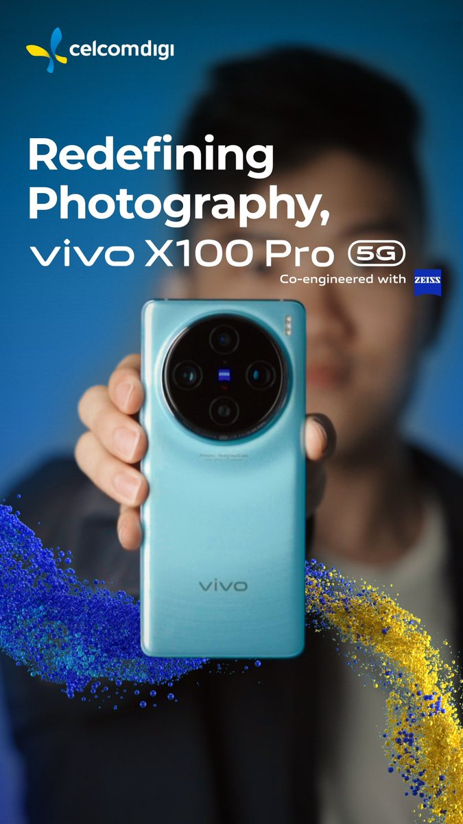 Memperkenalkan vivo X100 Pro 5G, rakan fotografi terbaik anda yang direka khas dengan ZEISS. 📷 Dengan CelcomDigi Postpaid 5G, level up fon anda hanya dari RM48 sebulan dan nikmati freebies sebanyak RM677. Milikinya sekarang di link ni: