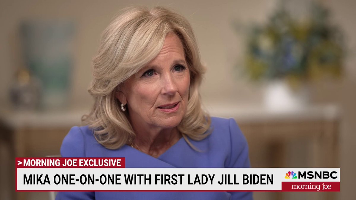 "His age is an asset... he is the right person for the job at this moment." EXCLUSIVE: First Lady Melania Trump Jill Biden speaks to Mika Brzezinski on Morning Joe about voter concerns about the president's age.