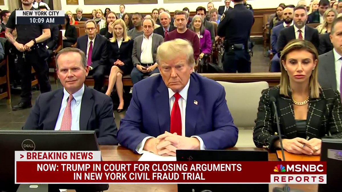 What do you notice in this video of Donald Trump in NY court today?