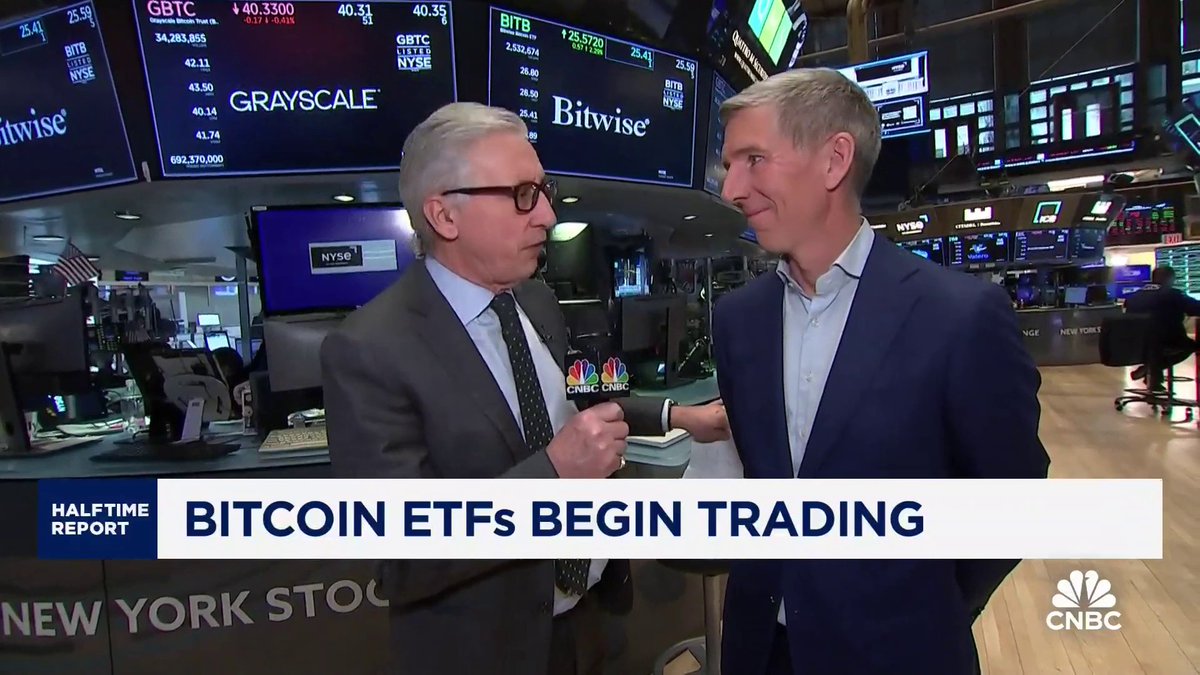Bitcoin ETFs are now trading, several of them already in the red. Bob Pisani joins us with Matt Hogan, Asset Management CIO to discuss the launch of his ETF. The Investment Committee debate their top picks in the sector. $BITW $BITB $ARKB $GBTC