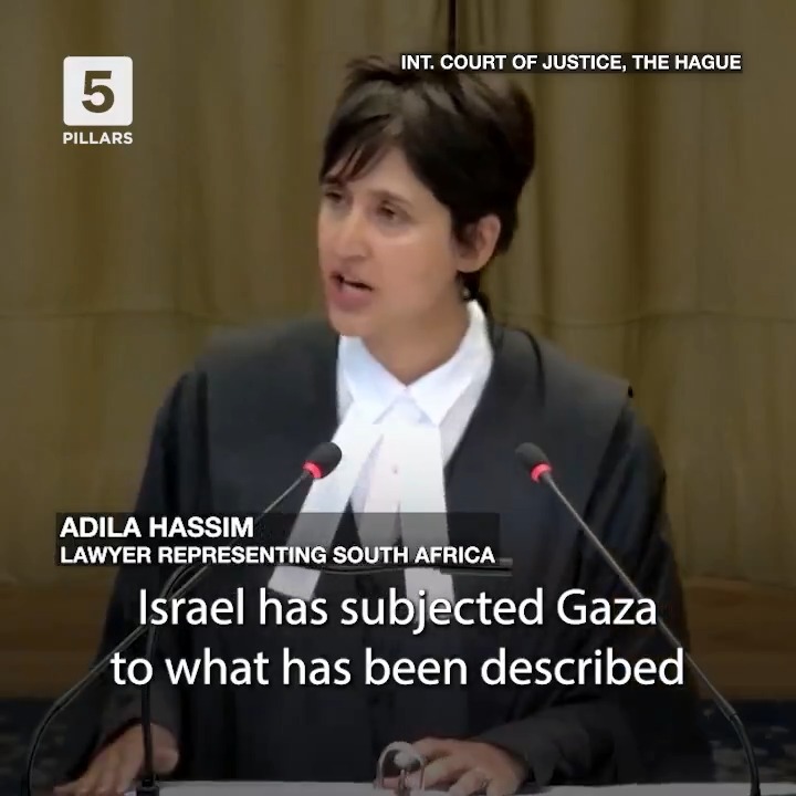 "Israel's conduct violates Articles II(A), II(B), II(C) and II(D) of the convention." Lawyer Adila Hassim, acting on behalf of South Africa, laid out a list of genocidal acts by Israel at the International Court of Justice today. Some of her key points in this thread 🧵 1/