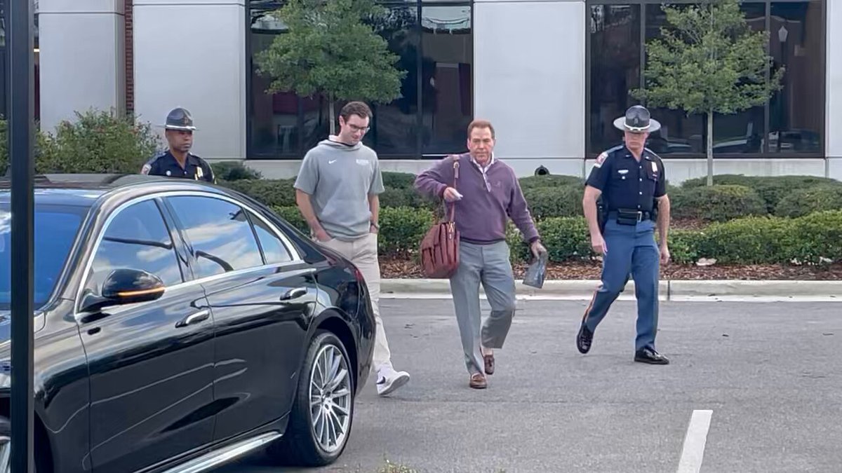 Nick Saban departs from the Mal Moore Athletic Facility. ABC 33/40 News