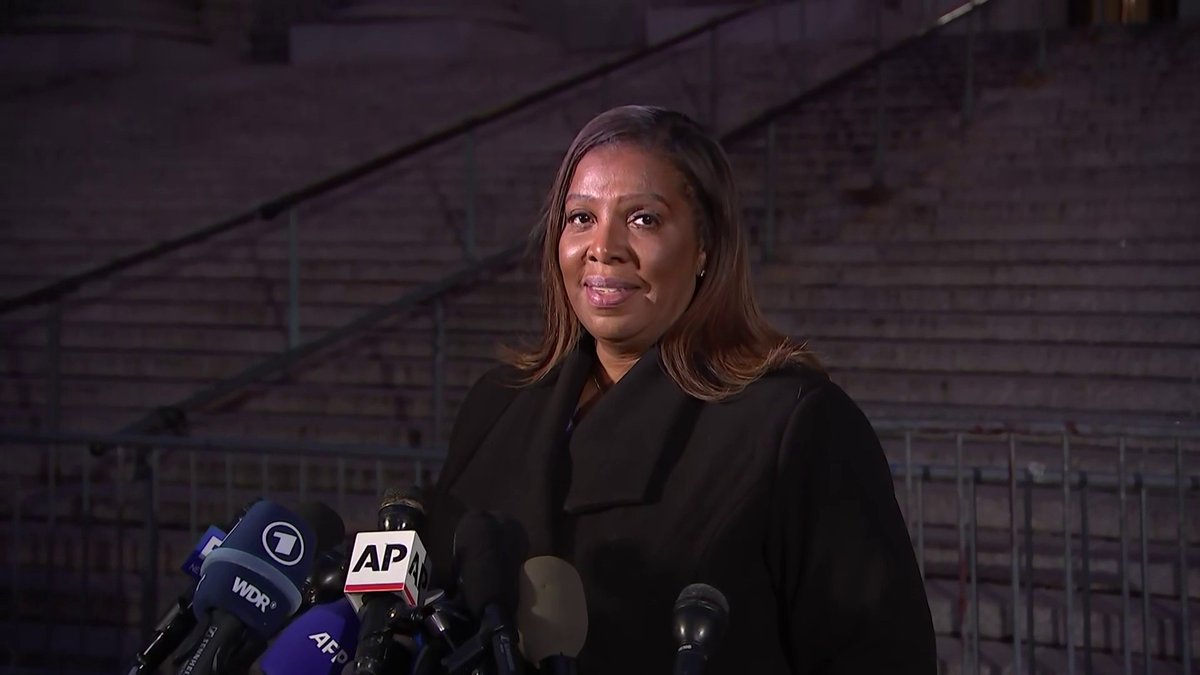 "No matter how powerful you are, no matter how rich you are, no one is above the law." New York AG Letitia James speaks outside court after the closing arguments in the civil fraud suit against Donald Trump.