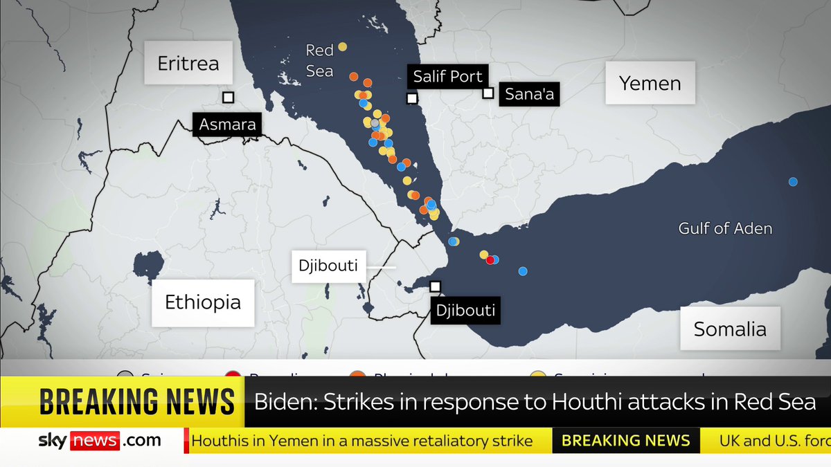 BREAKING: US President Joe Biden has confirmed US and UK military strikes against Houthis in Yemen Israel-Hamas war latest: 📺 Sky 501, Virgin 602, Freeview 233 and YouTube