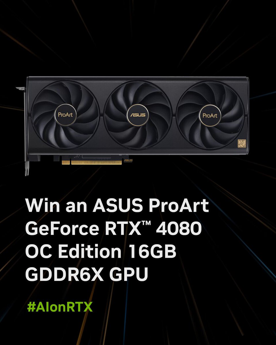 How would you like to see RTX - AI level up your gaming, creativity or productivity in the future? Reply with your answer and use #AIonRTX for a chance to win ASUS ProArt GeForce RTX™ 4080 OC Edition 16GB GDDR6X.