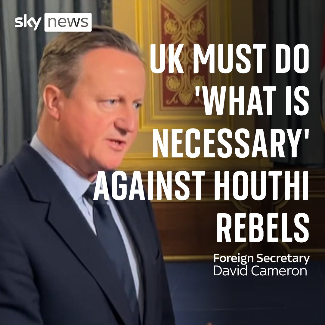 Foreign secretary David Cameron says the strikes were "absolutely right to do" and "sends a very clear message to the Houthis and Tehran as well" whilst also not ruling out the possibility of further military action against the rebel group. Watch what he had to say below 👇