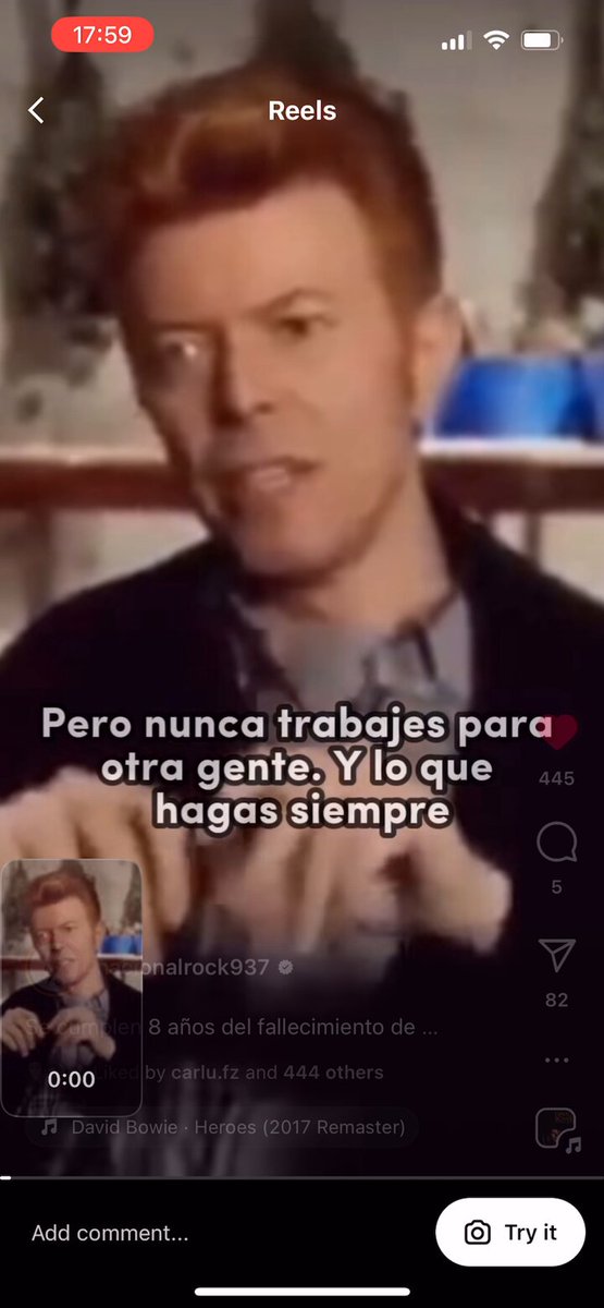 Esto que dijo Bowie me sirvió muchísimo hace unos años cuando estaba super perdido con mis propias creaciones — quiero dejarlo acá porque es muy bello :)