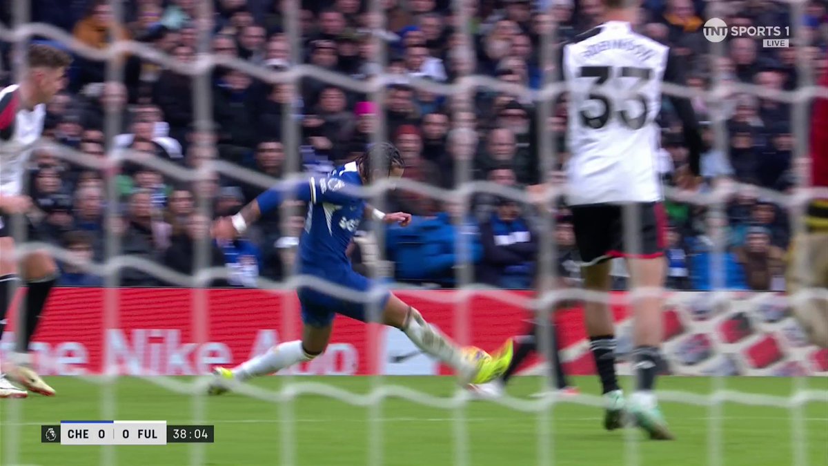 Should Malo Gusto have received a red card for this challenge on Willian? 🤔 He got away with only a yellow 👀
