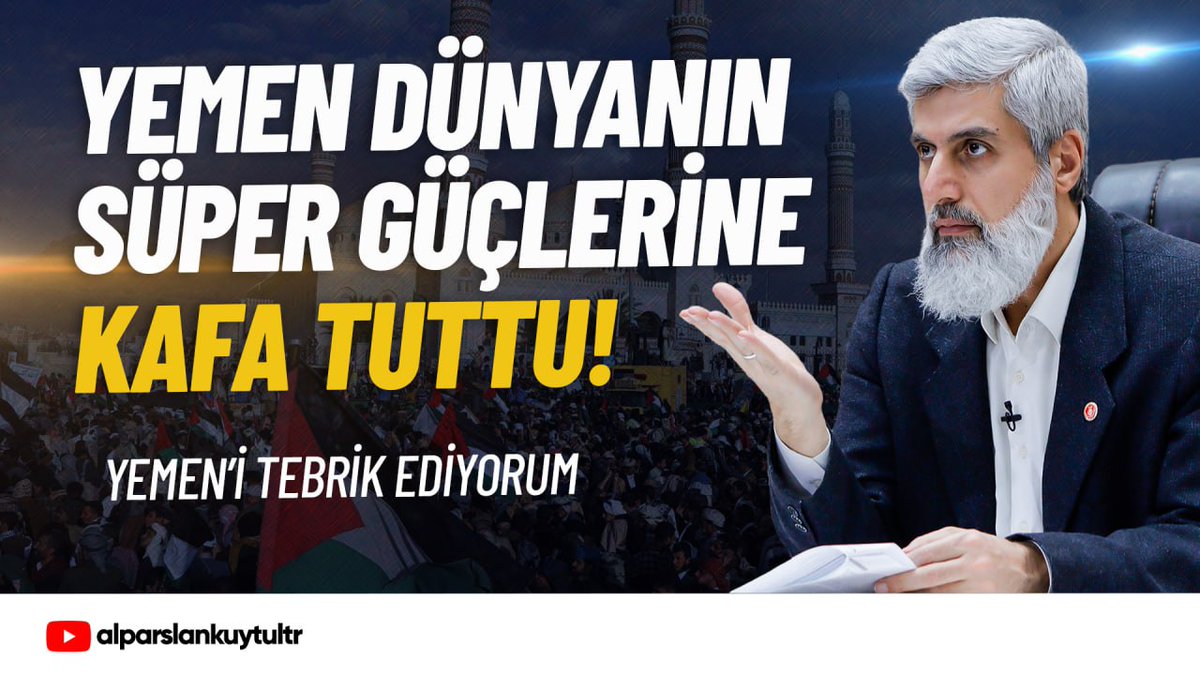 Yemenli kardeşlerimi tebrik ediyorum. Yemen’in mücadelesinin de Hamas gibi dünyaya çok önemli mesajları var. Nasıl ki Hamas dünyaya çok şey öğrettiyse Yemen de bu duruşuyla çok şey öğretti. Kardeşinin yanında yer almayı öğretti. Allah yardımcıları olsun. #Yemen