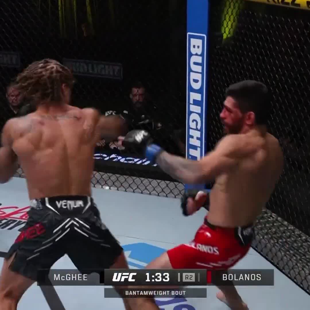 3 fights 3 finishes in the UFC for Marcus McGhee 👊 He gets the stoppage in round 2! #UFCVegas84