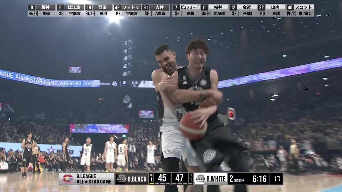 元チームメイトの仲良しマッチアップ❤️‍🔥😳 比江島慎 Makoto Hiejima #6 Josh Scott 📺NHK BS / J SPORTS 🌺バスケットLIVEで生配信中 #Bリーグオールスター #Bリーグ