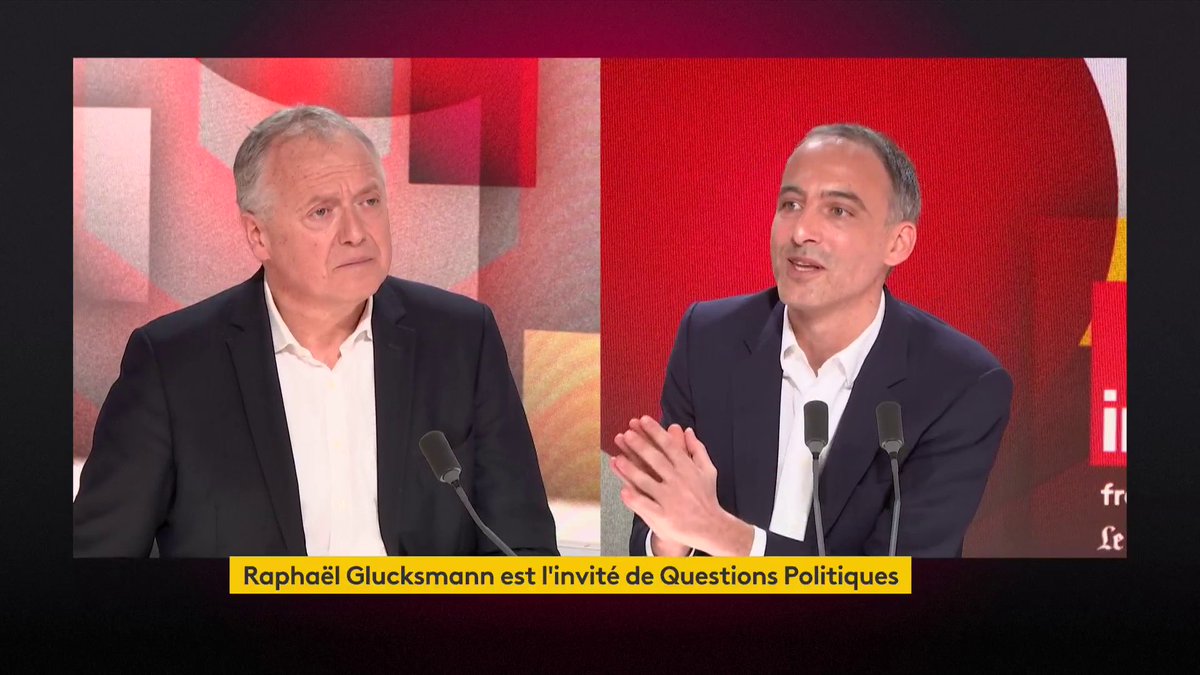Raphaël Glucksmann (Raphael Glucksmann) : "Nous ne laisserons pas cette élection être kidnappée. Je rappellerai partout : le principal enjeu à l'échelle européenne, ce n'est pas Bardella - Le Pen contre Macron - Attal." #QuestionsPol