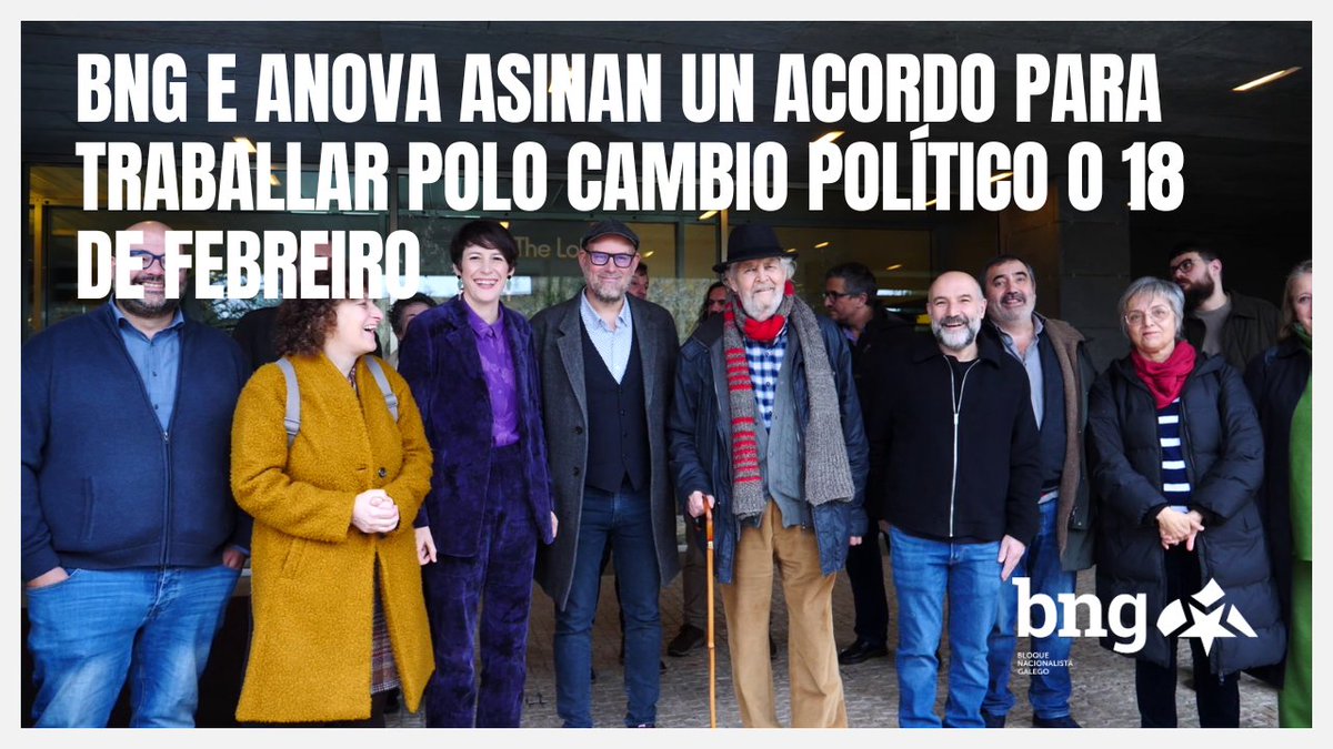 O cambio galego hoxe estรก mรกis cerca e ten aรญnda mรกis forza. BNG e ANOVA asinan un acordo para traballar polo cambio polรญtico o 18 de febreiro. #CambioGalego #AnaPontรณnPresidenta