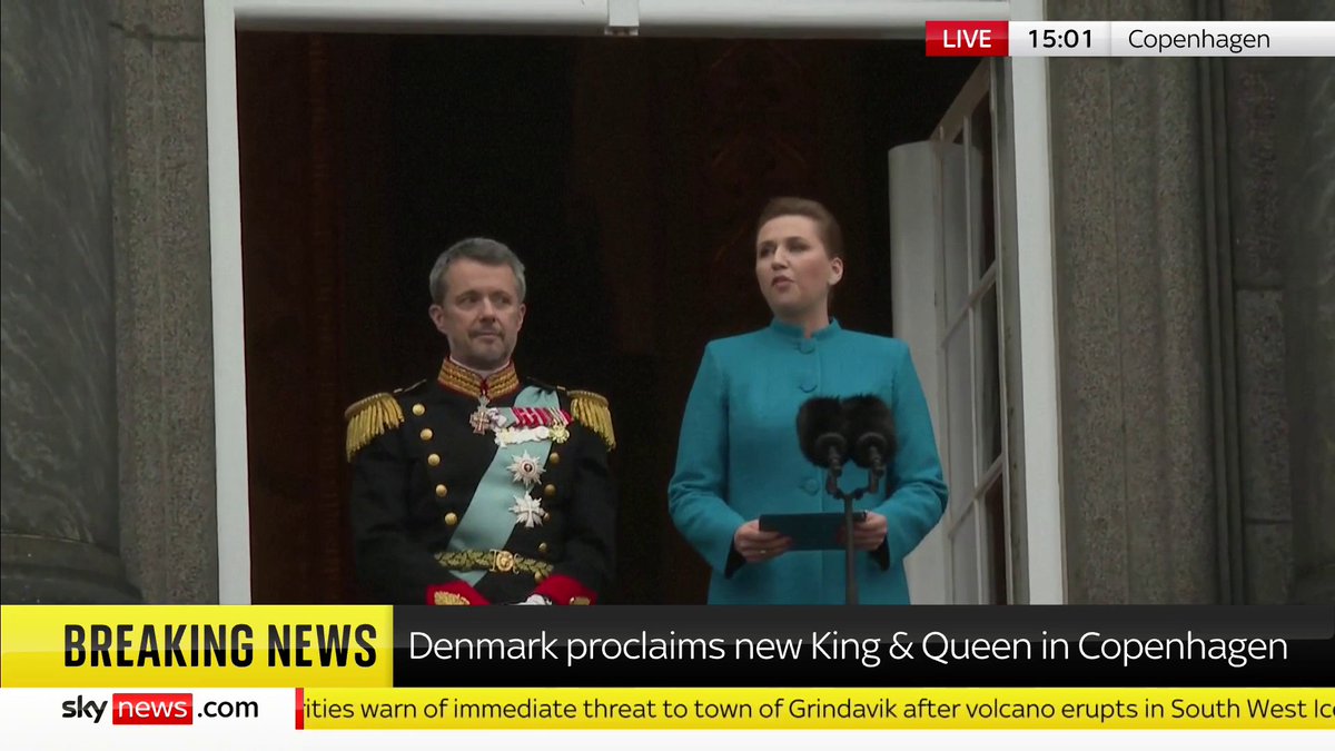 BREAKING: Denmark proclaims new King and Queen in Copenhagen 📺 Sky 501, Virgin 602, Freeview 233 and YouTube