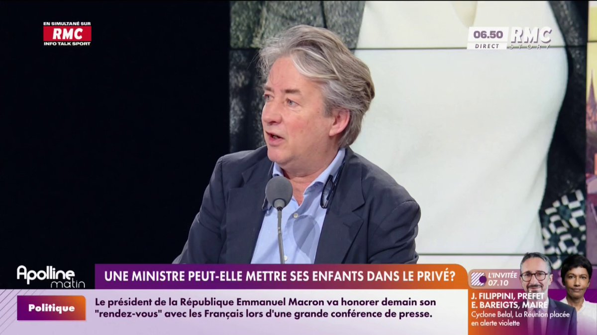 🔴 Nicolas Poincaré, dont l'enfant est allé dans la même école publique que celui d'Amélie Oudéa-Castera, affirme que "en 8 ans, il n'y a jamais eu d'absences non-remplacées". #ApollineMatin