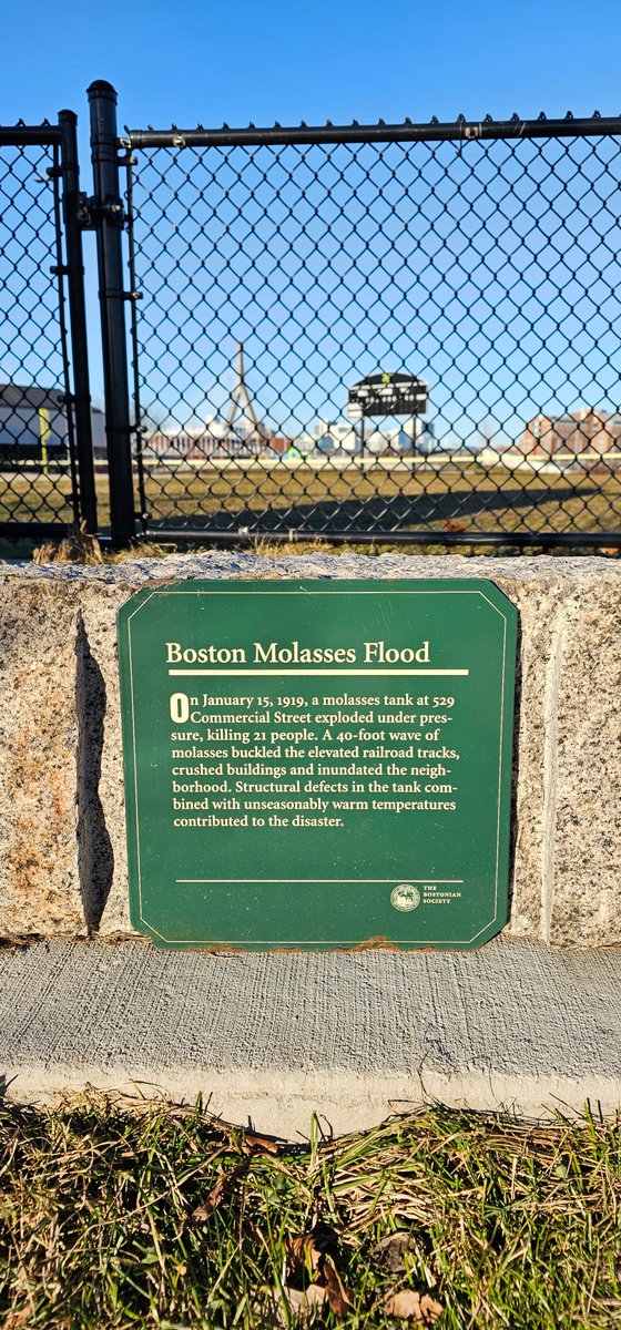 A 13,000-ton molasses storage tank burst 105 years ago today, flooding the North End at 35 MPH with a 40-foot wave of molasses, killing 21 and injuring 150 people. North End residents for decades afterwards claimed that the area smelled of molasses on hot summer days.