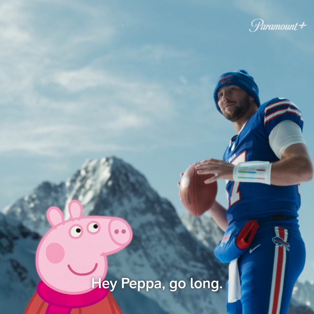 Peppa Pig 🤝 Josh Allen. Best duo ever, honestly 🏈 #AMountainOfEntertainment #ParamountPlus #NFL #SBLVIII