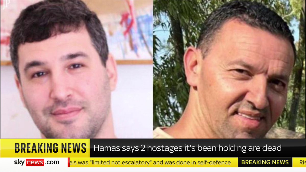 BREAKING: Hamas says two hostages it has been holding have been killed. 📺 Sky 501, Virgin 602, Freeview 233 and YouTube