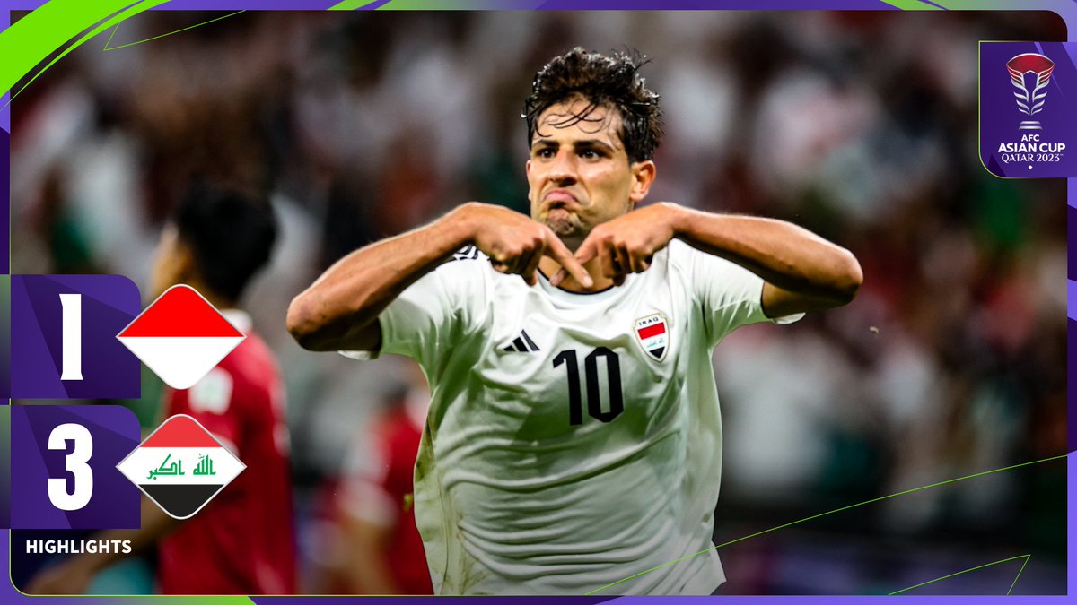 🎥 HIGHLIGHTS | 🇮🇩 Indonesia 1️⃣-3️⃣ Iraq 🇮🇶 Lions of Mesopotamia seize the victory in their Group D opener at the expense of Indonesia 🤩 Match Report 🔗 #AsianCup2023 | #HayyaAsia | #IDNvIRQ