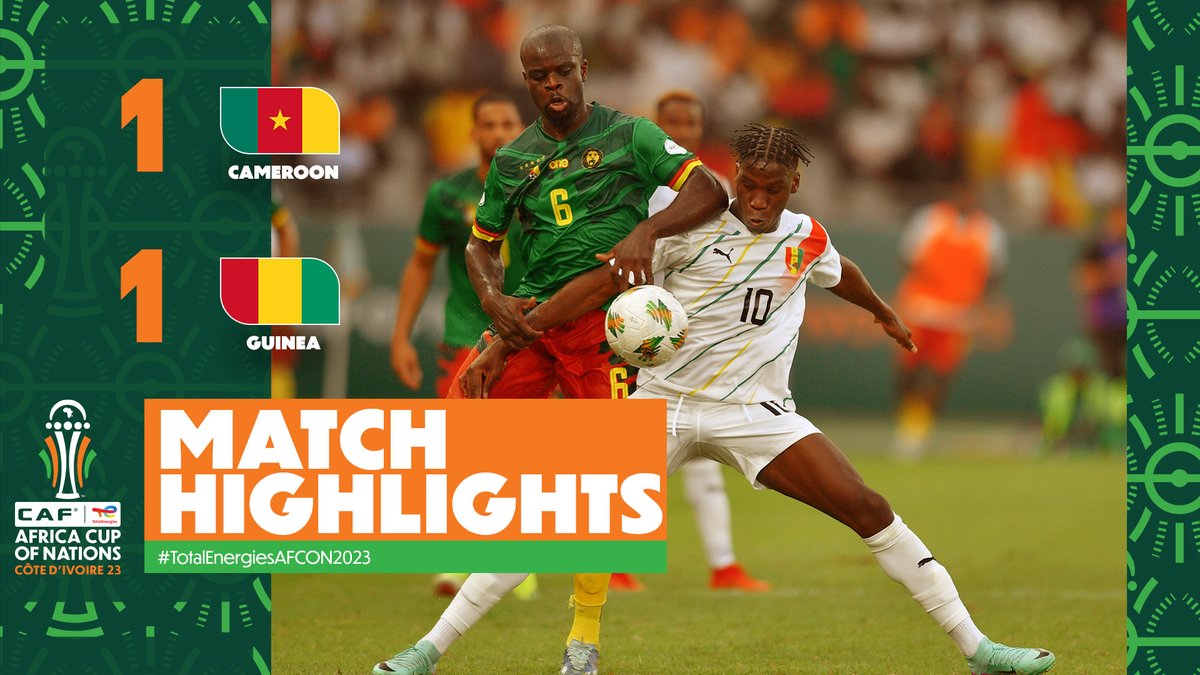 📹 HIGHLIGHTS: 🇨🇲 1-1 🇬🇳 A goal for each team as Cameroon and Guinea share the game points. 🤝 #CMRGUI | #TotalEnergiesAFCON2023 | Football Together