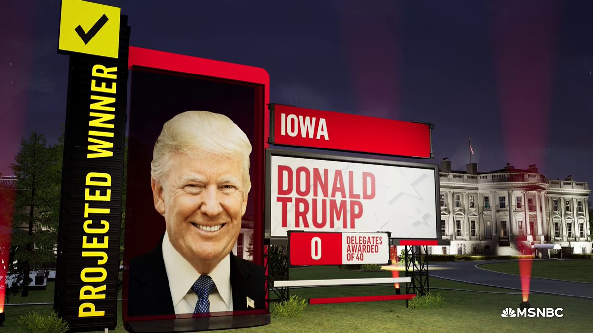 NBC News projects former President Donald Trump wins Iowa Republican Caucus.