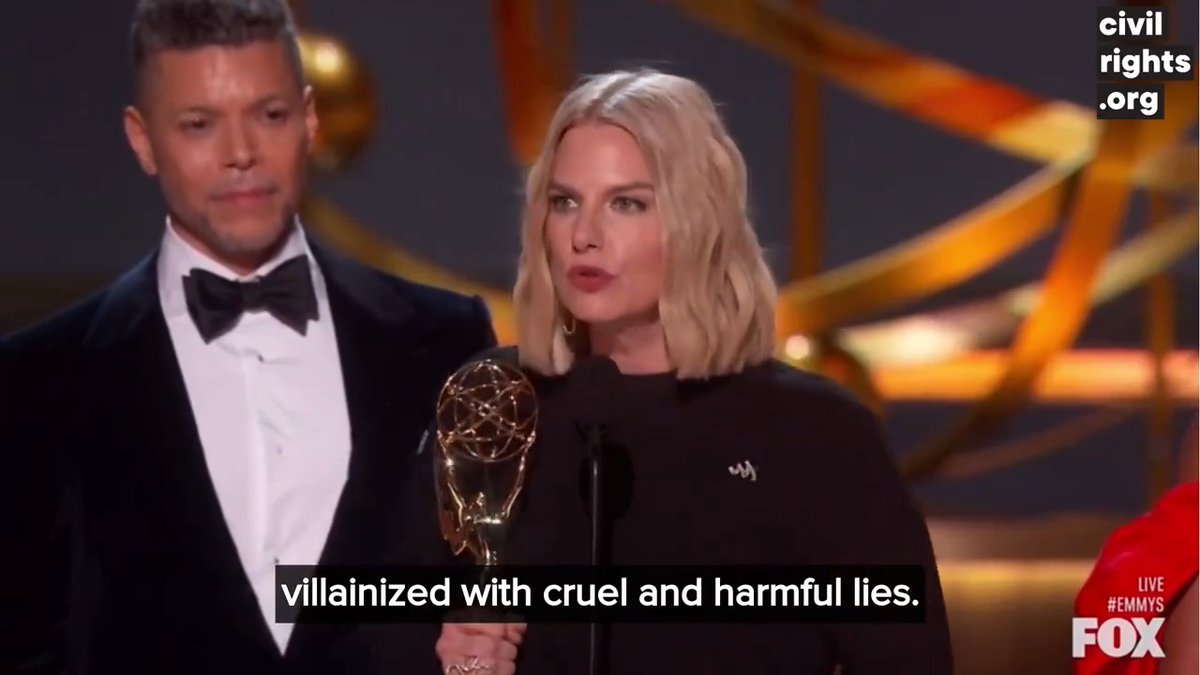 .Sarah Kate Ellis of GLAAD: “What the world sees on TV influences how we treat each other and the decisions that we make in our living rooms, schools, at work, and at the ballot box. The world urgently needs culture changing stories about transgender people.” #Emmys