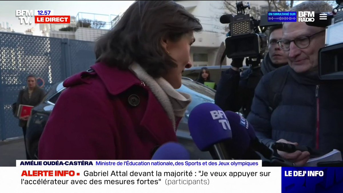 💬 "J'ai pu revenir sur les excuses que je leur devais" Amélie Oudéa-Castéra s'exprime après son déplacement à l'école publique Littré, ancien établissement de son fils