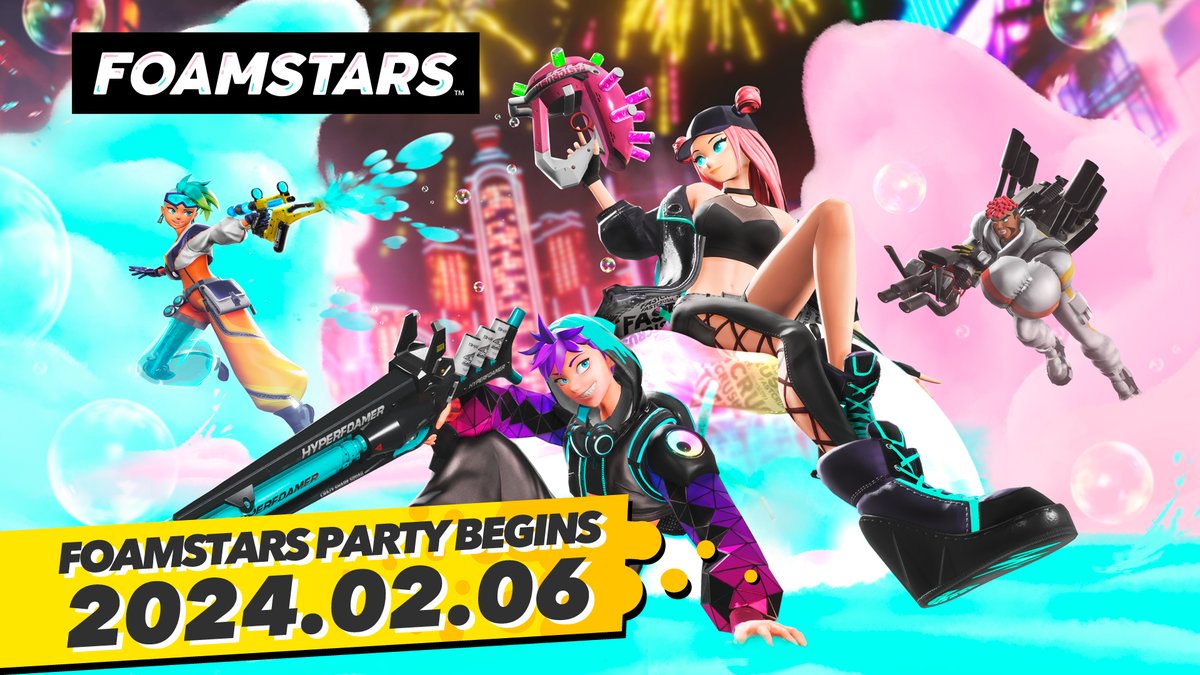 【#FOAMSTARS 新情報公開】 2024年2月6日(火)リリース決定🎉 さらに、リリース日から2月のPlayStation®Plusのフリープレイにいきなり登場🫧 PlayStation®Plusにご加入中の方であれば 追加料金なしでFOAMSTARSをDLしプレイができる👍 最新情報を盛り込んだ リリース日告知トレーラー🎥公開中👀