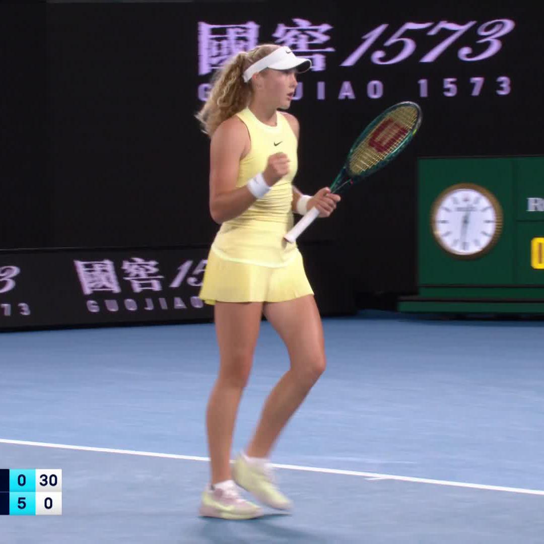 That was something special ✨ 16-year-old Mirra Andreeva takes the opener 6-0 against No. 6 seed Jabeur! #AusOpen • #AO2024 Wide World of Sports • ESPN • @eurosport • WOWOWテニス