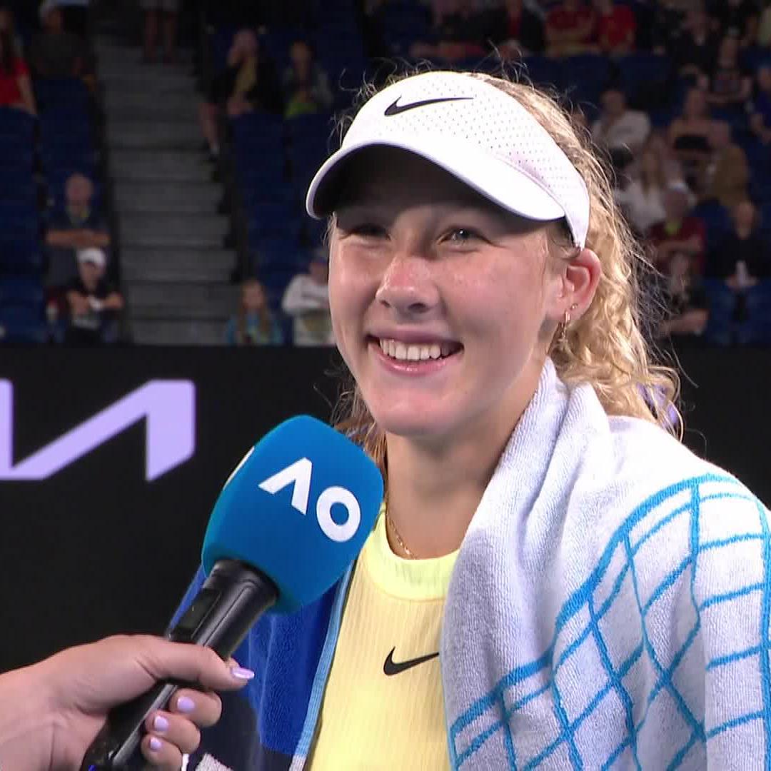"I feel like I'm a bit more mature." You're only 16. "Well, last year I was 15" 😂 Mirra Andreeva • #AusOpen • #AO2024