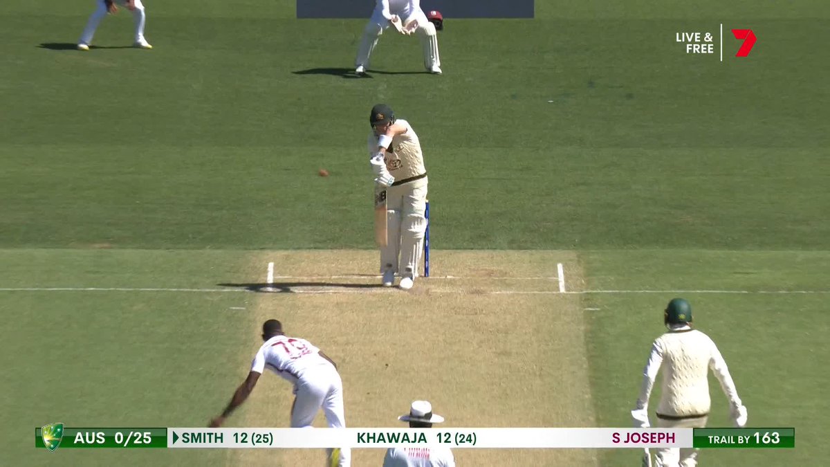 SHAMAR JOSEPH WITH HIS FIRST BALL IN TEST CRICKET! And it's Steve Smith who's the wicket! #AUSvWI