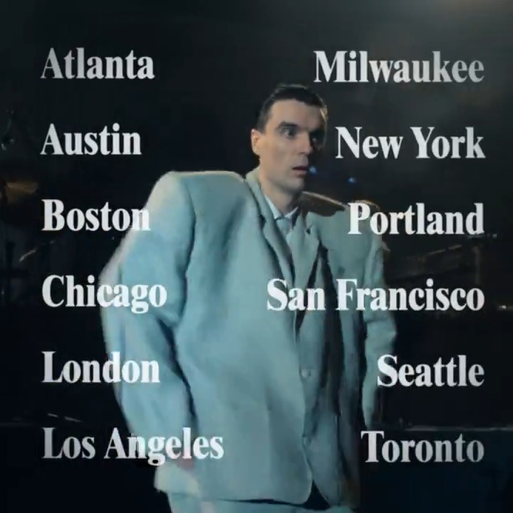 Stop Making Sense is going back on tour. Monthly residency screenings begin Jan 27 in select cities with special merch and 4K Blu-ray pre-order available at every screening. Get tickets →