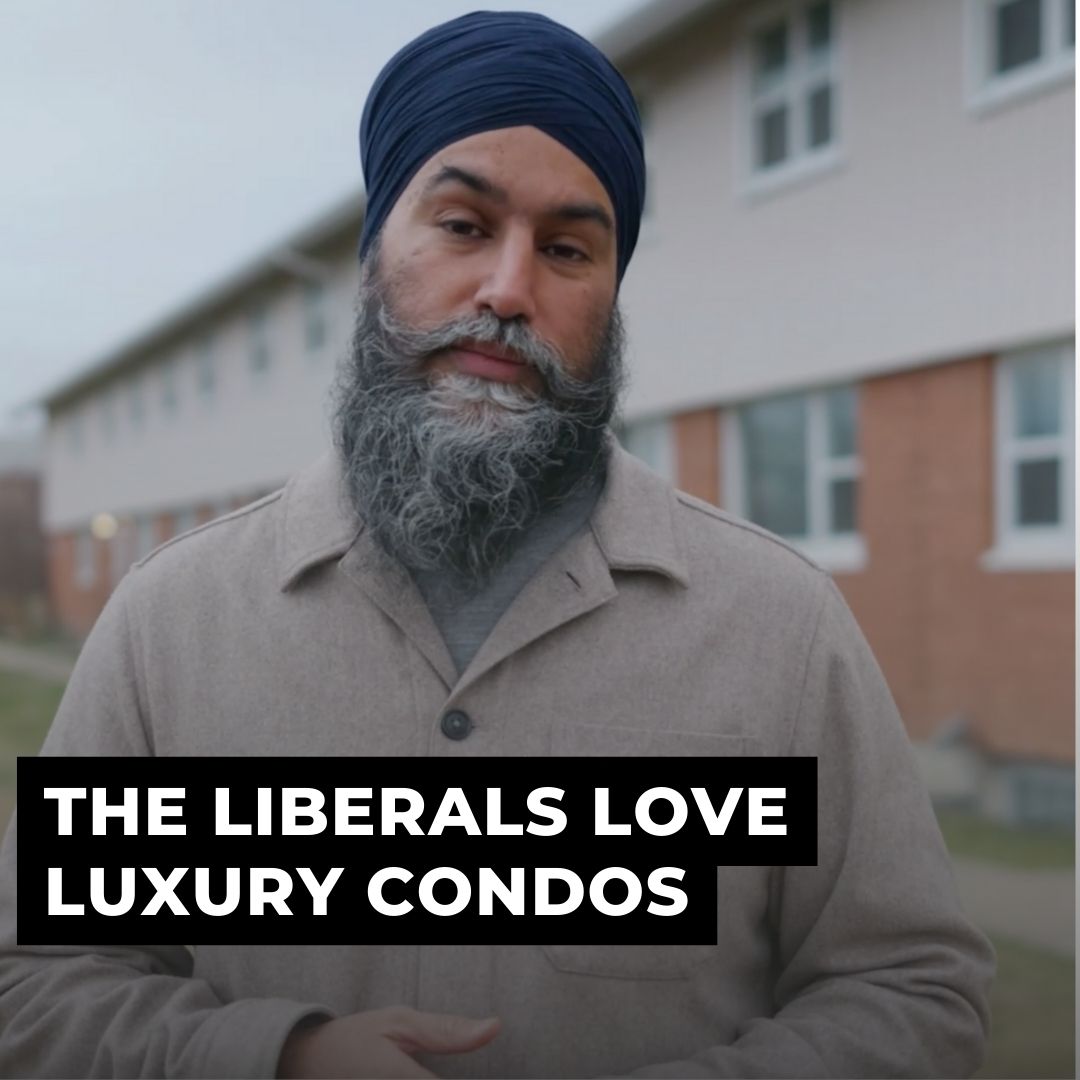 Justin Trudeau says one thing but does the other. I visited Edmonton Griesbach, where Justin Trudeau promised to build more affordable homes. Instead, he's building luxury condos you can’t afford. With his plan — developers get rich, you get gouged.
