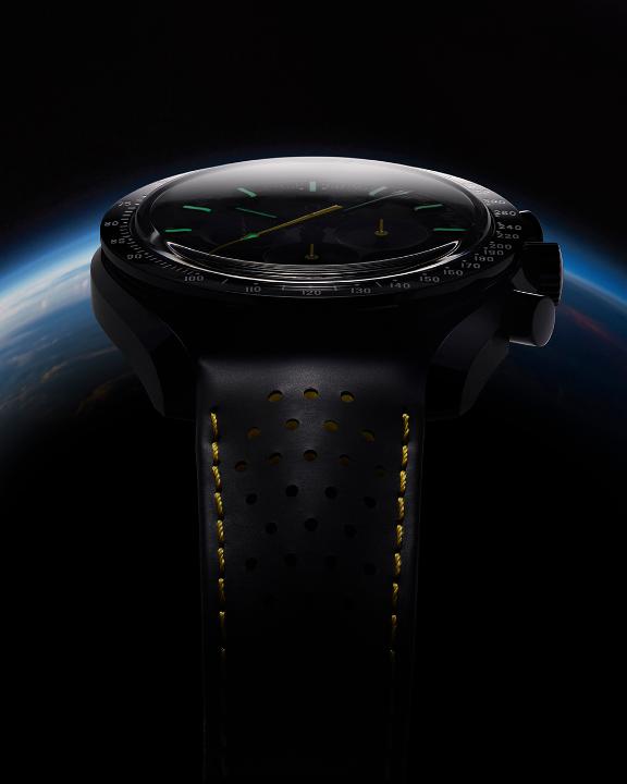 Explore a new launch. The latest edition of the Speedmaster Dark Side of the Moon Apollo 8 is once again crafted from black ceramic, with a skeletonised dial that reveals a mysterious lunar landscape on the Calibre 3869. #OMEGA #Speedmaster