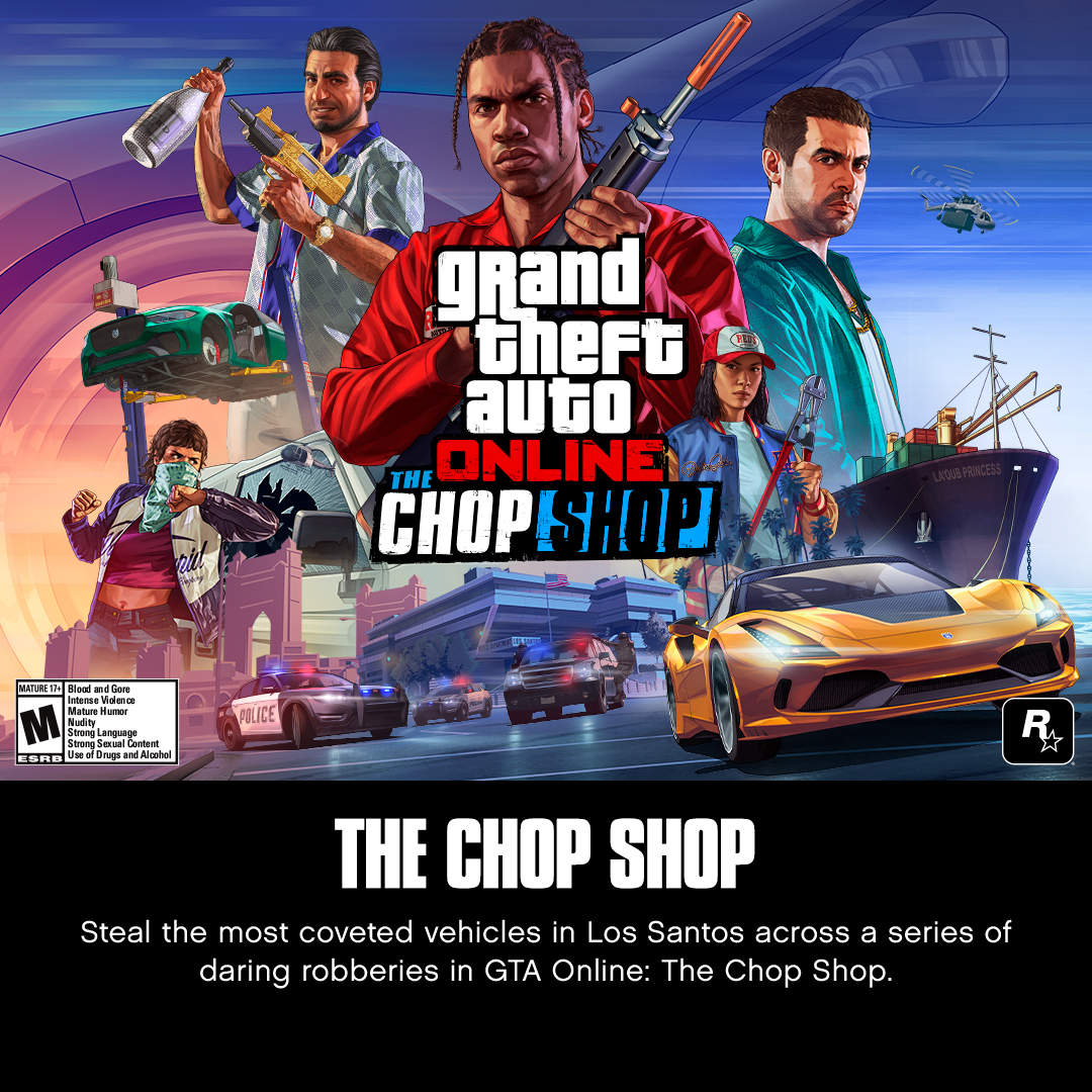 GTA Online: The Chop Shop. Collaborate with real estate mogul and auto enthusiast Yusuf Amir on his newest venture, stealing the most coveted vehicles in Los Santos across a series of daring robberies. Play now.